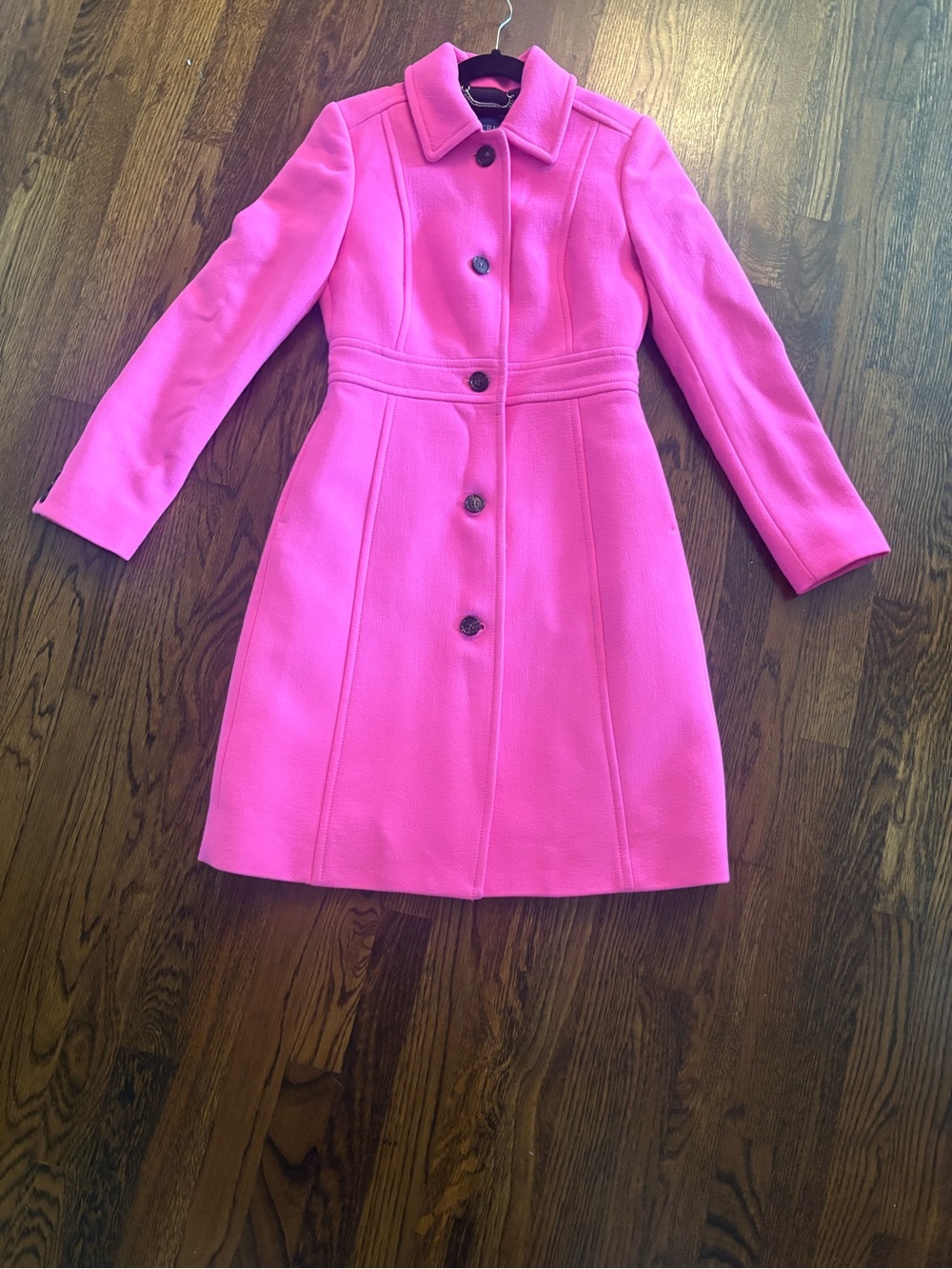 Women's Bright Pink Tailored Single-Breasted Trench Coat Size 0 - Picture 2 of 2
